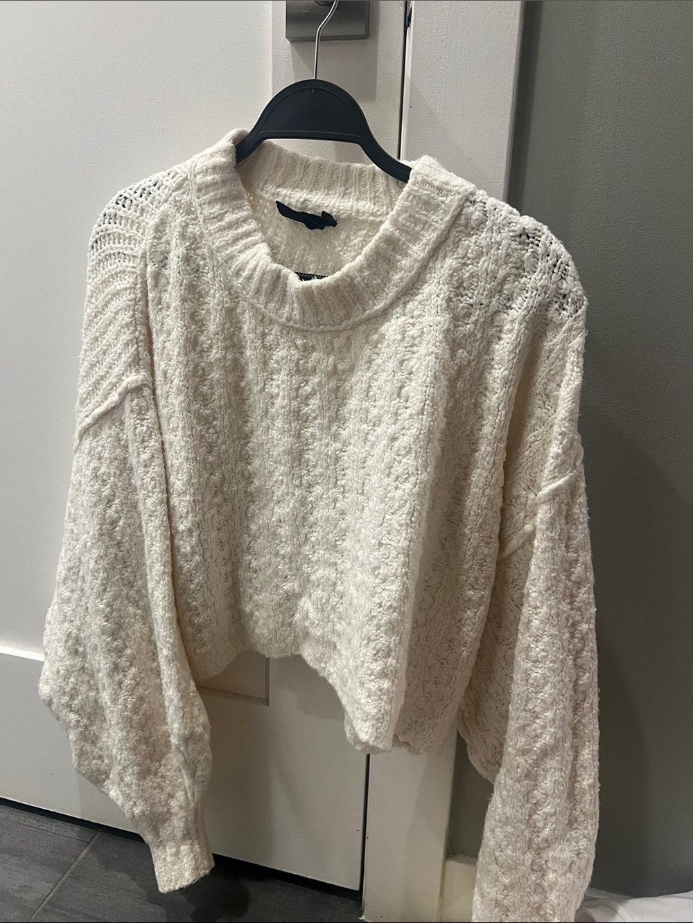 Urban Outfitters Cream Cable Knit Crew Sweater
